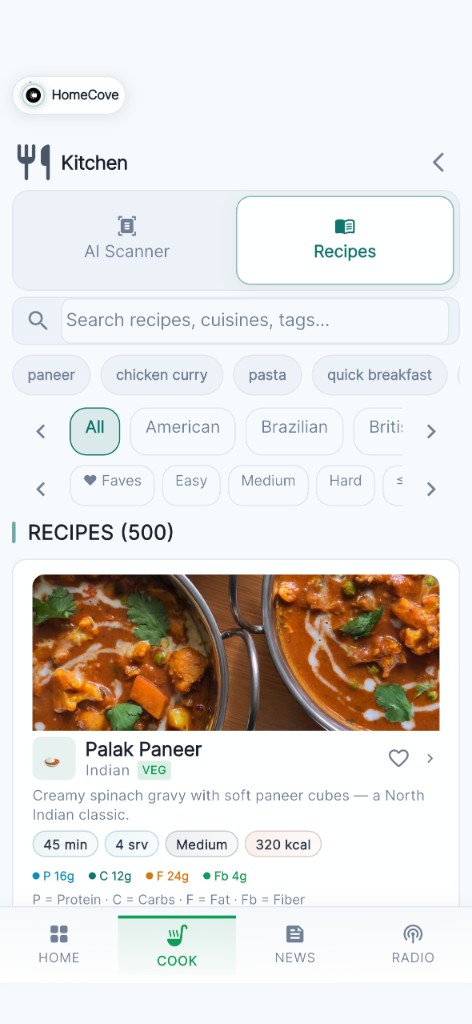 HomeCove recipe discovery