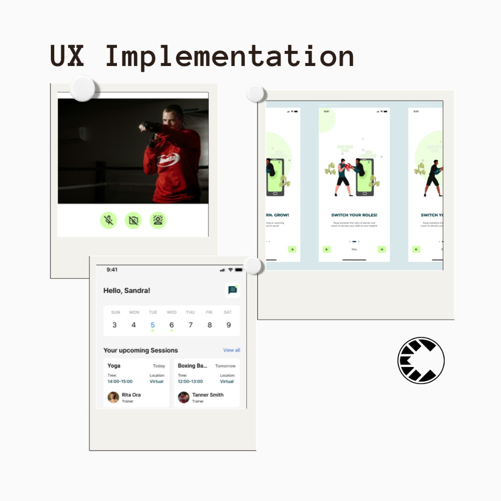 SportsCove UX implementation — live coaching UI and onboarding screens